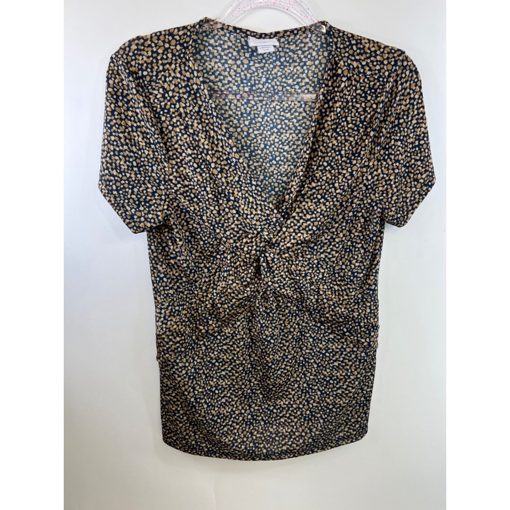 Jaclyn Smith V-Neck Blouse‎ Top, Brown/Tan,Black Multicolor Women's Size L